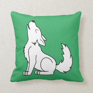 White Wolf Pup Howling Kussen