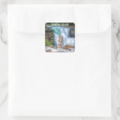 White Wolf & Rocky Mountain Waterfall Wildlife Art Vierkante Sticker (Tas)