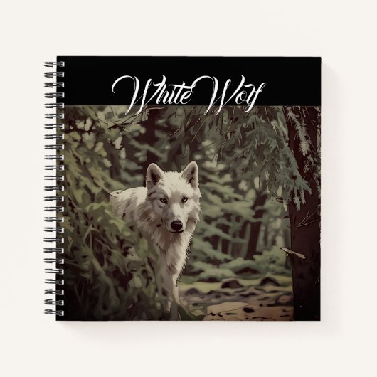 White Wolf Spirit Animal Personal Black Journal Notitieboek (Voorkant)