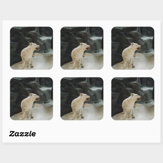 White Wolf Vierkante Sticker (Vel)