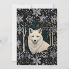 White wolf vintage boho woodland forest feestdagenkaart