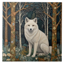 White wolf vintage boho woodland forest tegeltje