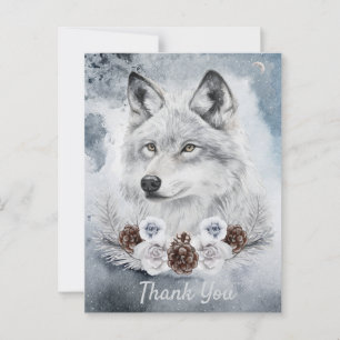 White Wolf Waterverf Winter Briefkaart