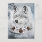 White Wolf Waterverf Winter Briefkaart (Voorkant)