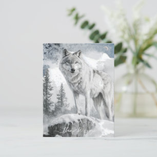 White Wolf Waterverf Winter Briefkaart
