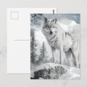White Wolf Waterverf Winter Briefkaart (Voorkant / Achterkant)