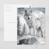 White Wolf Waterverf Winter Briefkaart (Voorkant / Achterkant)