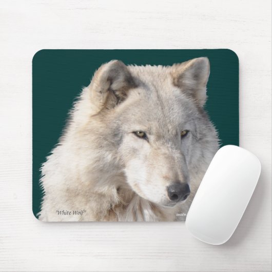 White Wolf Wildlife Art Mousepad Muismat (Met muis)