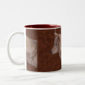 White Wolf Wildlife Foto Art Drinkware Tweekleurige Koffiemok (Links)