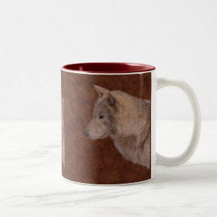 White Wolf Wildlife Foto Art Drinkware Tweekleurige Koffiemok