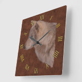 White Wolf Wildlife Portret Art Vierkante Klok (Hoek)