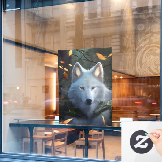 White Wolf Window Cling Raamsticker (Cafe Raam)