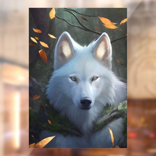White Wolf Window Cling Raamsticker (Vel 2)
