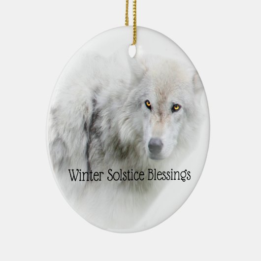 White Wolf Winter Solstice Blessings Keramisch Ornament (Rechts)