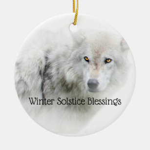 White Wolf Winter Solstice Blessings Keramisch Ornament