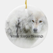 White Wolf Winter Solstice Blessings Keramisch Ornament (Achterkant)
