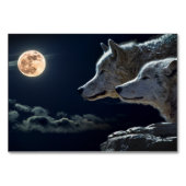 White Wolves Howling bij de Full Moon Table Kaart (Voorkant)