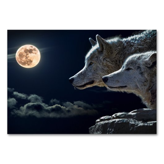 White Wolves Howling bij de Full Moon Table Kaart (Voorkant)