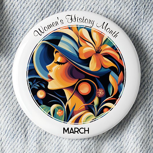 White Women's History Month Ronde Button 5,7 Cm