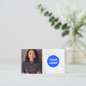 White wood add Logo Photo Card Visitekaartje (Staand voorkant)