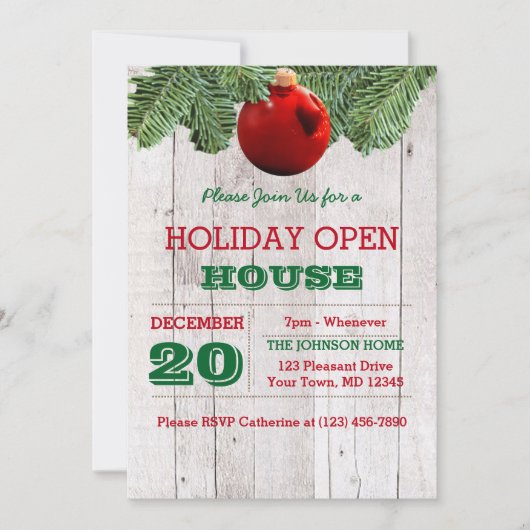 White Wood and Pine Branches Uitnodiging voor een (Voorkant)