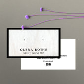 White Wood Black Border Earring Display Contactkaartje