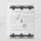 White Wood Black Lace Rustic Elegant Kaart (Achterkant)