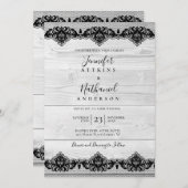 White Wood Black Lace Rustic Elegant Kaart (Voorkant / Achterkant)
