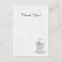 White Wood & Carriage Boy Baby shower Dank u