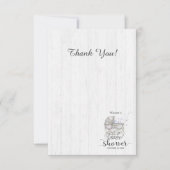 White Wood & Carriage Boy Baby shower Dank u Bedankkaart (Voorkant)