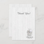 White Wood & Carriage Boy Baby shower Dank u Bedankkaart (Voorkant / Achterkant)