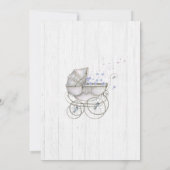 White Wood & Carriage Boy Baby shower Uitnodiging (Achterkant)