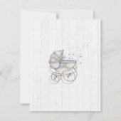White Wood & Carriage Boy Baby shower Uitnodiging (Achterkant)
