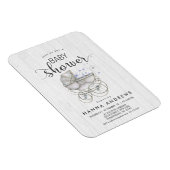White Wood & Carriage Boy Baby shower Uitnodiging Magneet (Rechterzijde)
