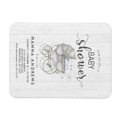 White Wood & Carriage Boy Baby shower Uitnodiging Magneet (Horizontaal)