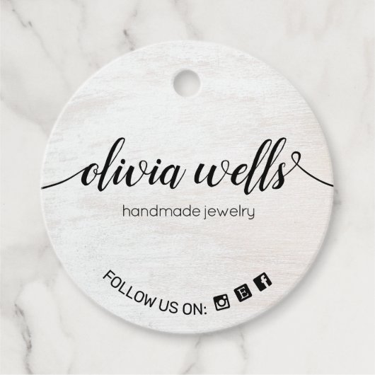 White Wood Floral 2" Round \Hang Labels (Voorkant)
