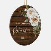 White Wood Floral Remoe Kerstmis Keramisch Ornament (Rechts)