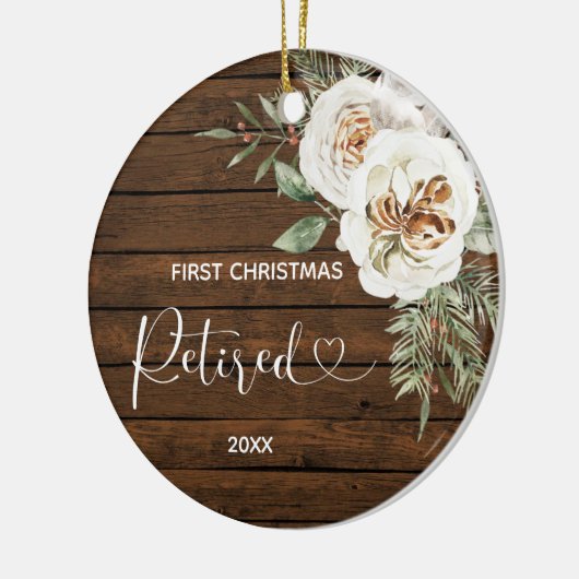White Wood Floral Remoe Kerstmis Keramisch Ornament (Links)