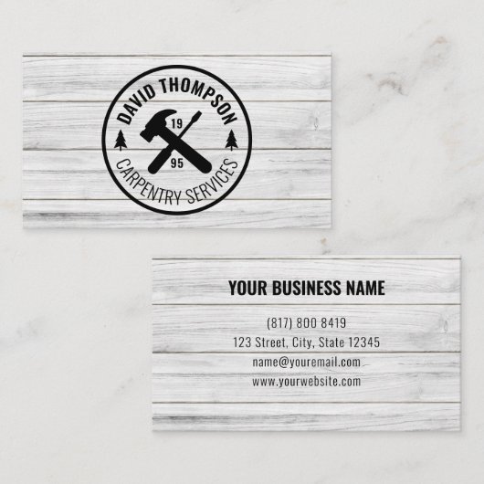 White Wood Grain Professional Visitekaartje (Voorkant / Achterkant)