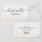 White Wood Handgeschreven script social media Busi Visitekaartje (Voorkant / Achterkant)