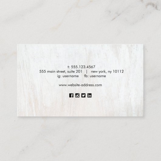 White Wood Handgeschreven script social media Busi Visitekaartje (Achterkant)