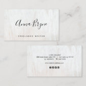 White Wood Handgeschreven script social media Busi Visitekaartje (Voorkant / Achterkant)