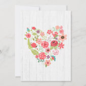 White Wood & Heart Girl Baby shower Invitation Kaart (Achterkant)