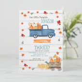 White Wood Herfst Boerderij Navy Pumpkin Verjaarda Kaart (Staand voorkant)