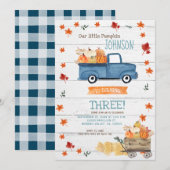 White Wood Herfst Boerderij Navy Pumpkin Verjaarda Kaart (Voorkant / Achterkant)