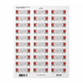 White Wood Kerstmis Poinsettia Holly Berry Label (Full Sheet)