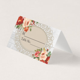 White Wood Lace Folded Table Kaart