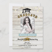 White Wood Lace Lights Graduparty Kaart (Voorkant)