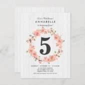 White Wood Peach Bloemen Verjaardagsfeest Uitnodig Uitnodiging Briefkaart (Voorkant / Achterkant)