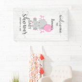 White Wood & Pink Elephant Baby shower Welkom Spandoek (Insitu)